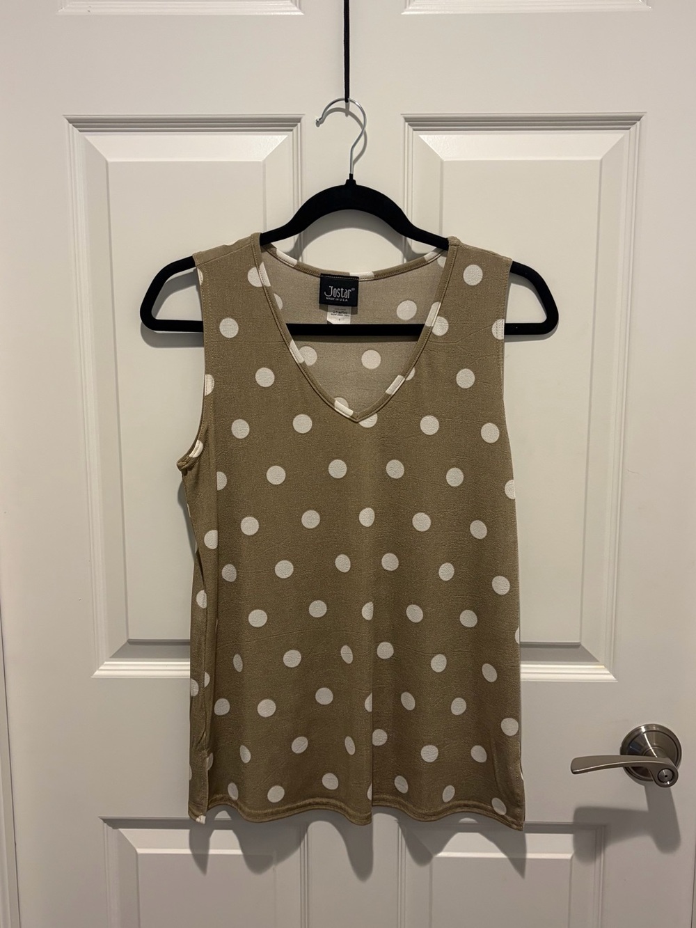Jostar Tan Polka Dot V-Neck Tank Top